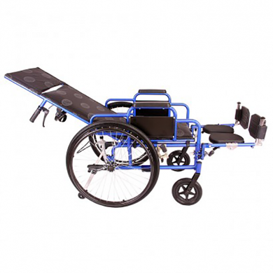 Багатофункціональна інвалідна коляска «Reclіner» (з відкидною спинкою) синяя