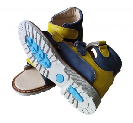 Ортопедичні сандалі з супінатором FootCare FC-113 жовто-блакитні