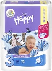Памперсы детские Bella Baby Happy Midi (вес 5-9 кг, 72 шт)